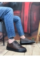 BA0347 İçi Dışı Hakiki Deri Çift Bantlı Kahverengi Casual Erkek Ayakkabı
