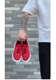 BA0812 Özel Örme Triko Tarz Kırmızı Beyaz Renk Spor Ayakkabı 